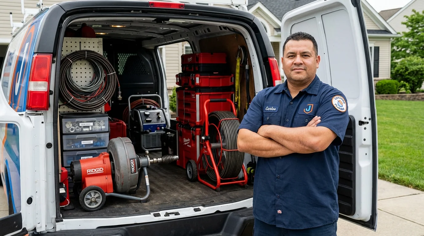 Professional drain cleaning equipment and Johns Plumbing LLC plumber in Arcata