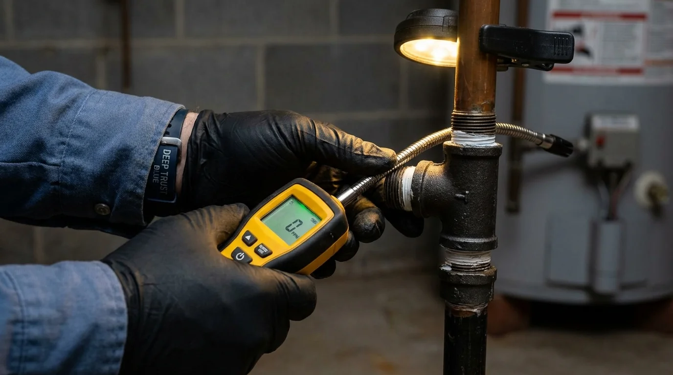 Gas leak detection with electronic sniffer by Johns Plumbing LLC in Arcata