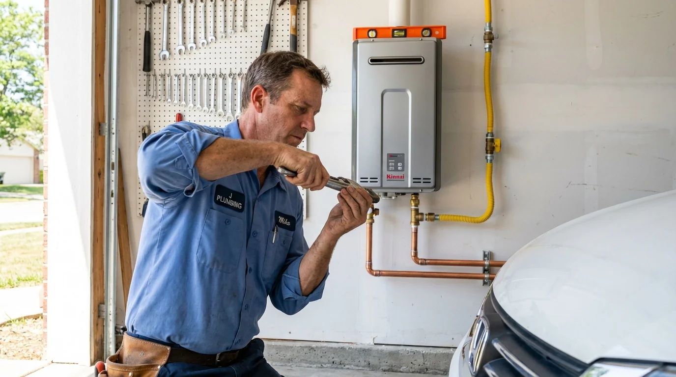 Tankless water heater installation by a Johns Plumbing LLC plumber in Arcata