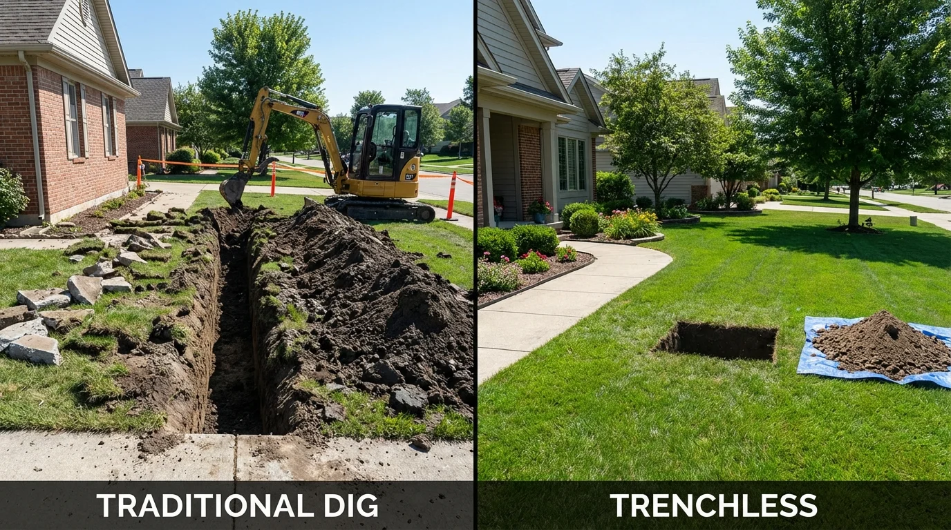 Trenchless sewer repair with minimal yard damage versus traditional excavation in Arcata, CA